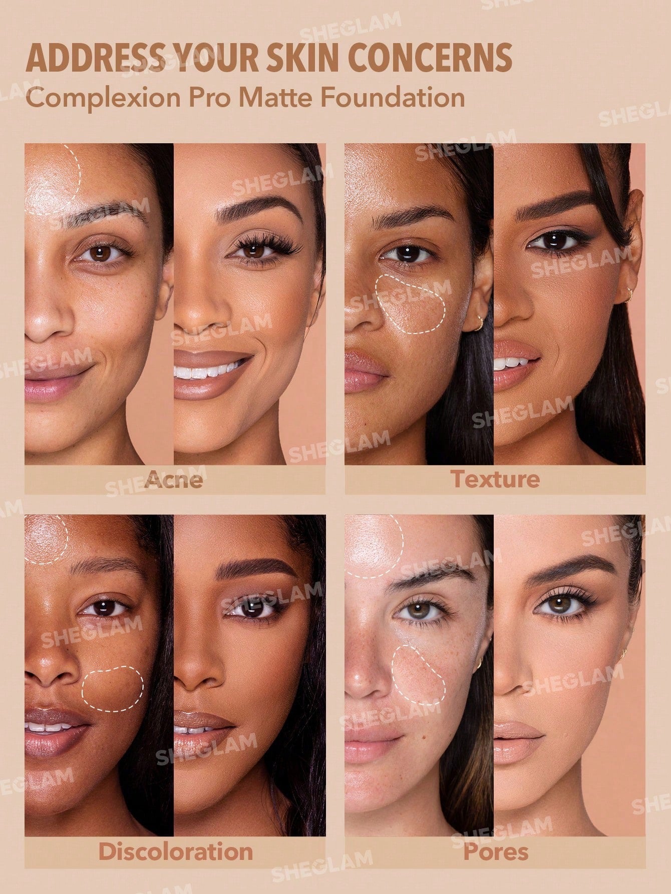 Sheglam Complexion Pro Matte Foundation - Base liquida de alta cobertura