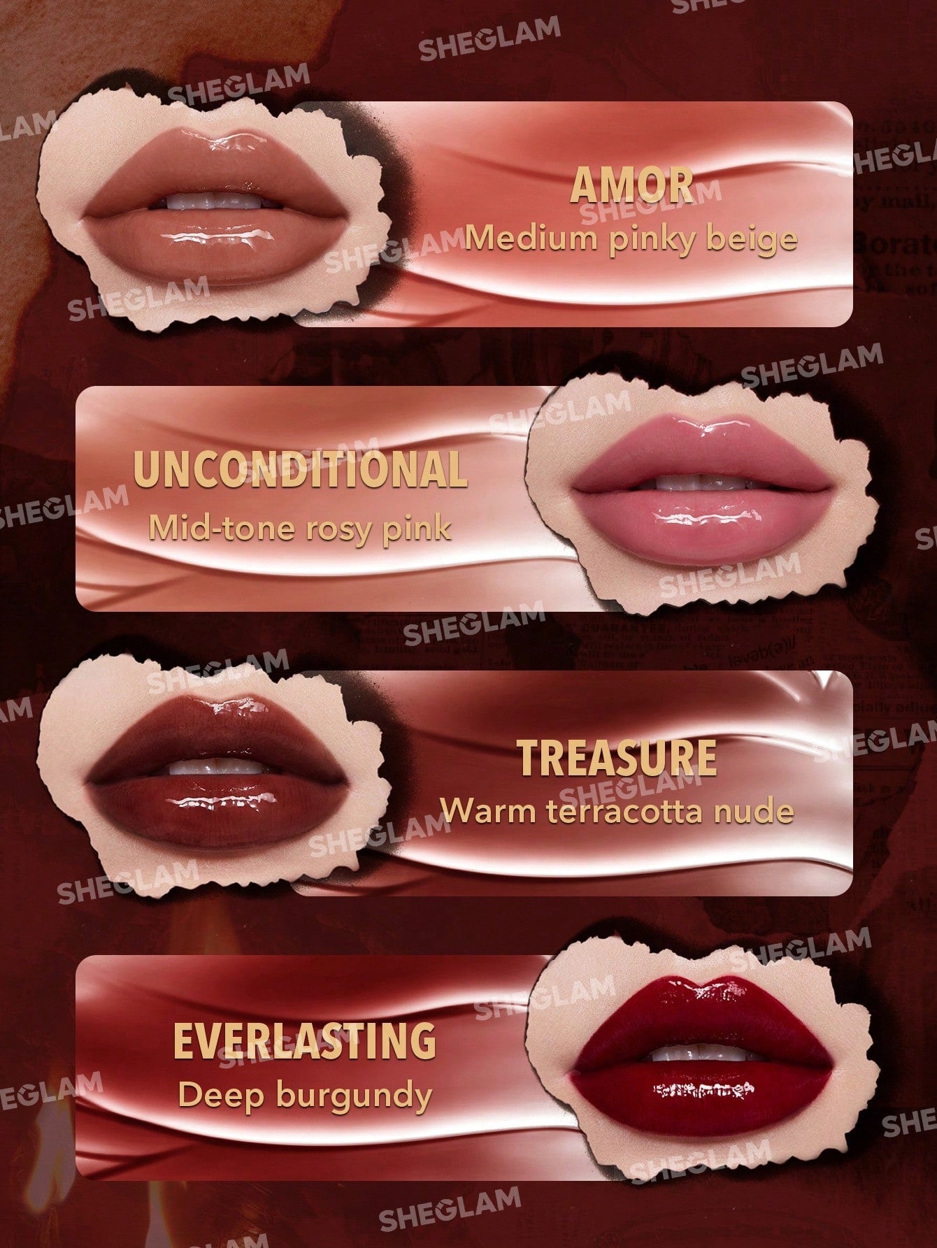 Sheglam Ember Rose Immortal Love Nourishing Lip Gloss Set - Set de Labiales x4